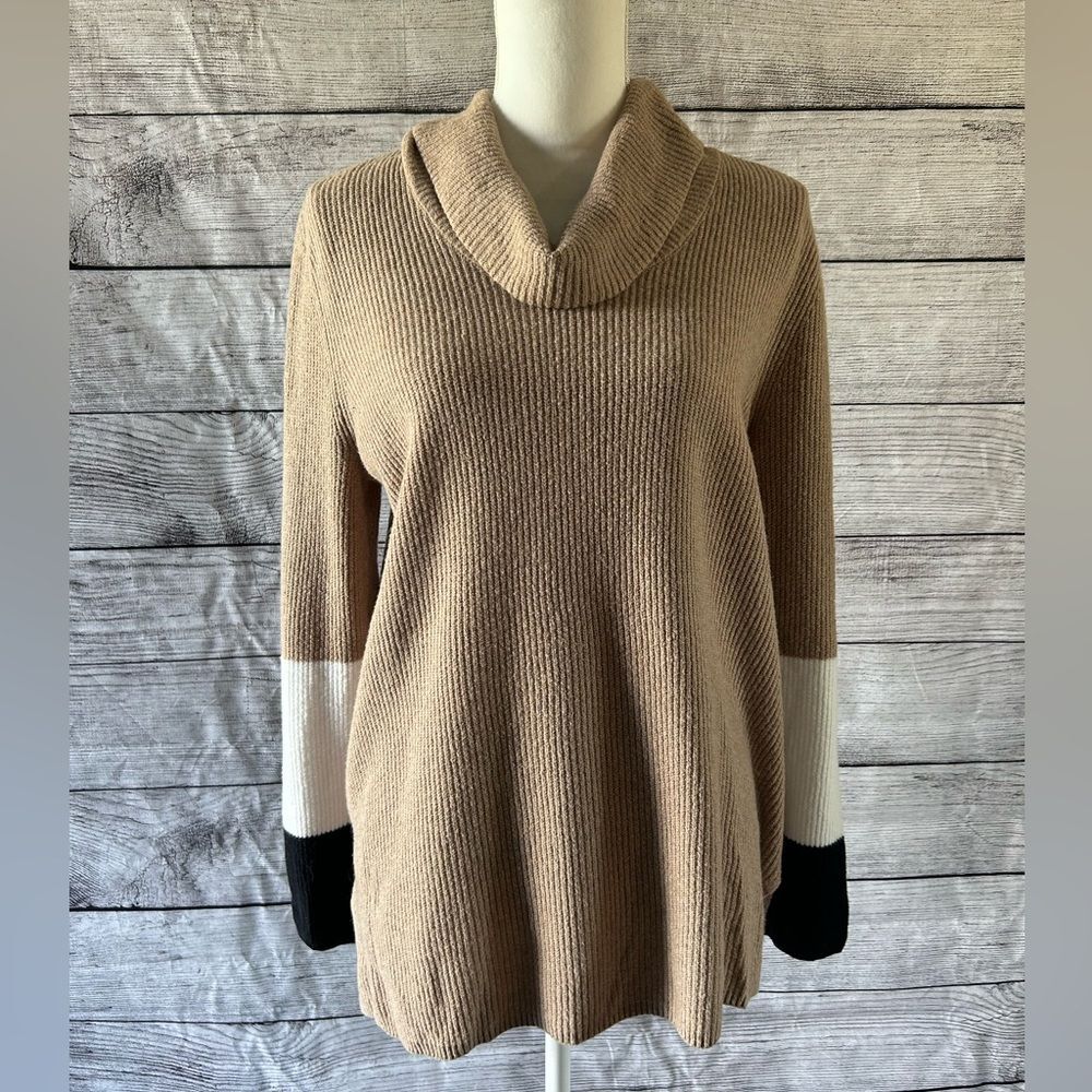 J. Jill cowl neck color block sleeve sweater size medium